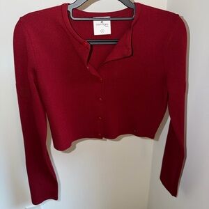 Courreges Red Snap Button Cardigan